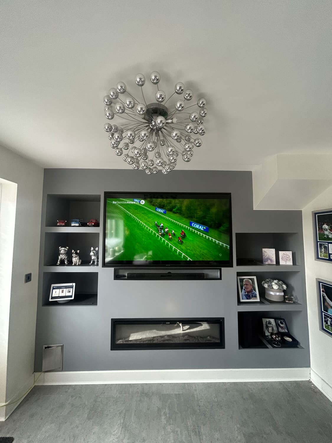 Built-In Media Wall by T Lefort Carpentry in Hertfordshire